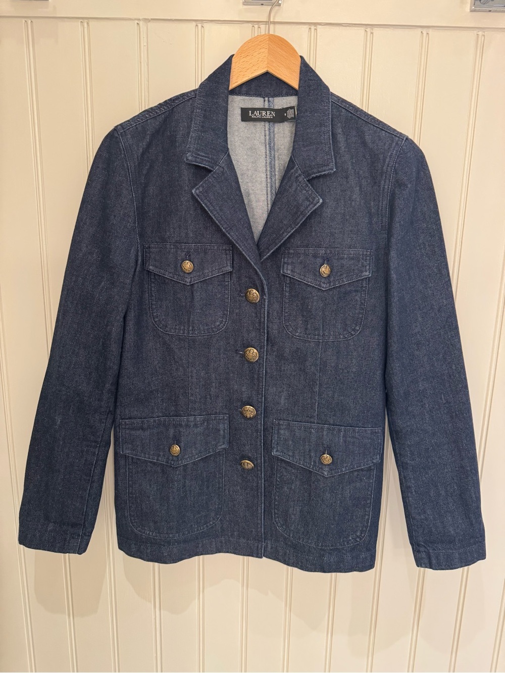 Ralph Lauren Dark Blue Denim Jacket with Gold Buttons
